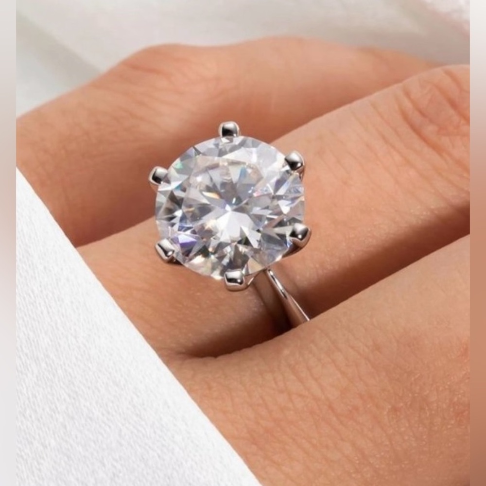 5 Carat Cubic Zirconia Round Solitaire, 5 ct Glam, Wedding Engagement Ring, Gift